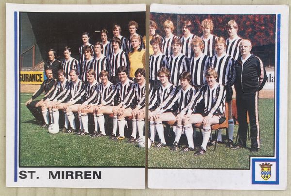 2X 1981 ORIGINAL UNUSED PANINI FOOTBALL 81 STICKER ST MIRREN TEAM GROUP 537 538