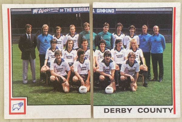 2X 1981 ORIGINAL UNUSED PANINI FOOTBALL 81 STICKER DERBY COUNTY TEAM GROUP 387 388