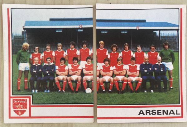 2X 1981 ORIGINAL UNUSED PANINI FOOTBALL 81 STICKER ARSENAL TEAM GROUP 4 5