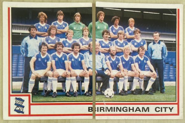 2X 1981 ORIGINAL UNUSED PANINI FOOTBALL 81 STICKER BIRMINGHAM CITY TEAM GROUP 36 37