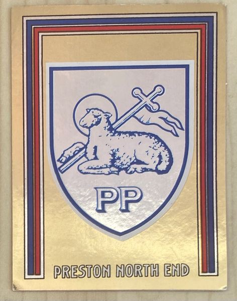 1981 ORIGINAL UNUSED PANINI FOOTBALL 81 STICKER PRESTON NORTH END BADGE 407