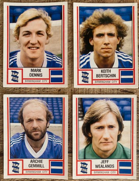 4X 1981 ORIGINAL UNUSED PANINI FOOTBALL 81 STICKERS BIRMINGHAM CITY PLAYERS