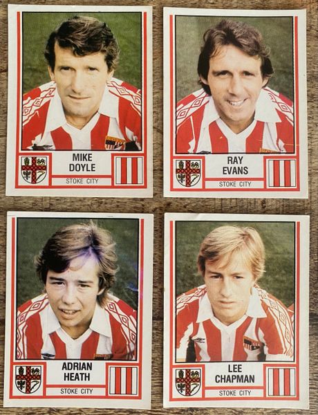 4X 1981 ORIGINAL UNUSED PANINI FOOTBALL 81 STICKERS STOKE CITY PLAYERS