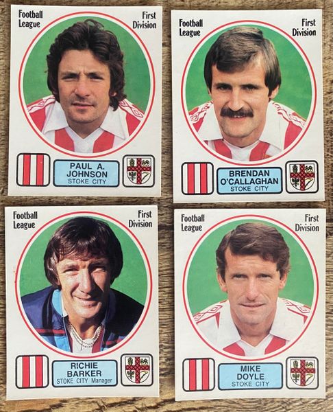 4X 1982 ORIGINAL UNUSED PANINI FOOTBALL 82 STICKERS STOKE CITY PLAYERS