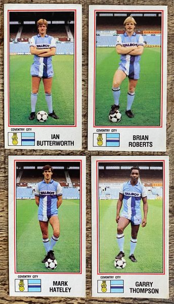 4x 1983 ORIGINAL UNUSED PANINI FOOTBALL 83 STICKERS COVENTRY CITY PLAYERS