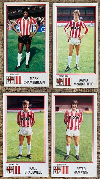 4x 1983 ORIGINAL UNUSED PANINI FOOTBALL 83 STICKERS STOKE CITY PLAYERS