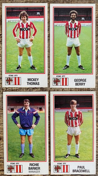 4x 1983 ORIGINAL UNUSED PANINI FOOTBALL 83 STICKERS STOKE CITY PLAYERS