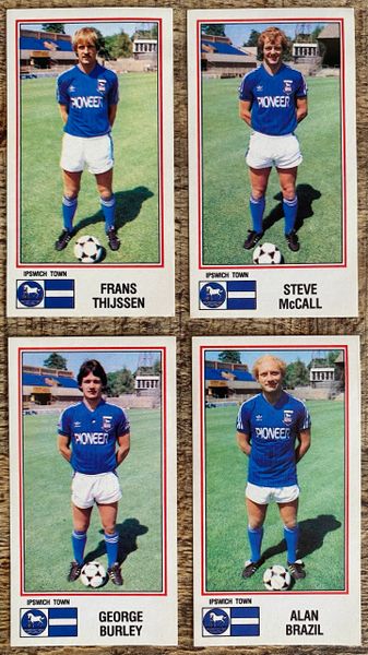 4x 1983 ORIGINAL UNUSED PANINI FOOTBALL 83 STICKERS IPSWICH TOWN PLAYERS