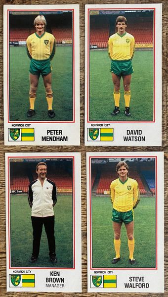 4x 1983 ORIGINAL UNUSED PANINI FOOTBALL 83 STICKERS NORWICH CITY PLAYERS