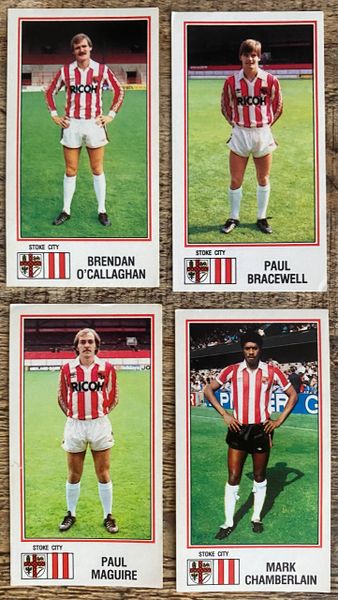 4x 1983 ORIGINAL UNUSED PANINI FOOTBALL 83 STICKERS STOKE CITY PLAYERS