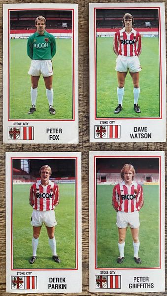 4x 1983 ORIGINAL UNUSED PANINI FOOTBALL 83 STICKERS STOKE CITY PLAYERS