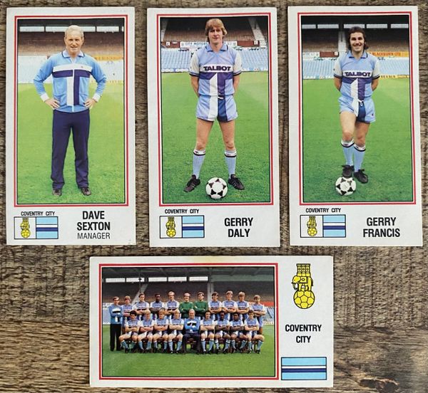 4x 1983 ORIGINAL UNUSED PANINI FOOTBALL 83 STICKERS COVENTRY CITY PLAYERS