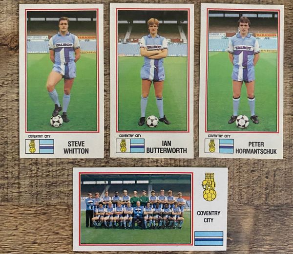 4x 1983 ORIGINAL UNUSED PANINI FOOTBALL 83 STICKERS COVENTRY CITY PLAYERS