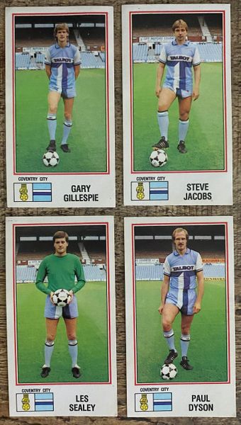 4x 1983 ORIGINAL UNUSED PANINI FOOTBALL 83 STICKERS COVENTRY CITY PLAYERS