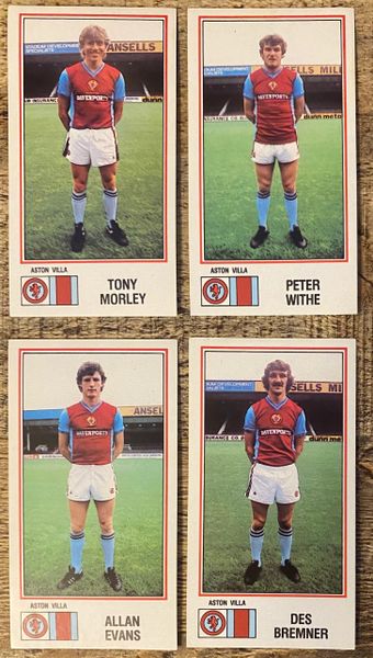 4x 1983 ORIGINAL UNUSED PANINI FOOTBALL 83 STICKERS ASTON VILLA PLAYERS