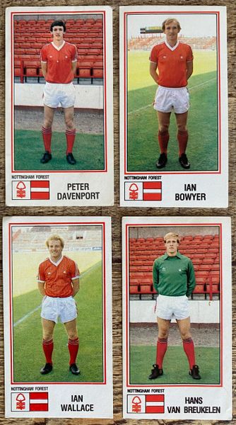 4x 1983 ORIGINAL UNUSED PANINI FOOTBALL 83 STICKERS NOTTINGHAM FOREST PLAYERS