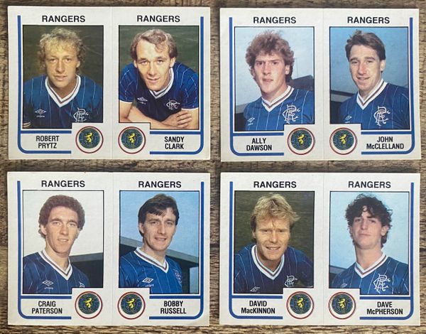 4x 1984 ORIGINAL UNUSED PANINI FOOTBALL 84 STICKERS GLASGOW RANGERS PLAYERS