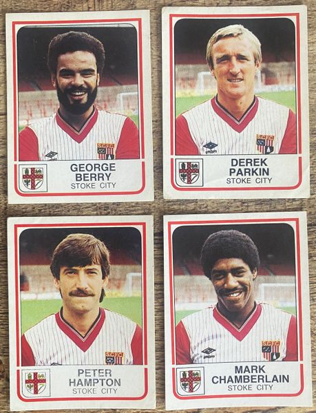 4x 1984 ORIGINAL UNUSED PANINI FOOTBALL 84 STICKERS STOKE CITY PLAYERS