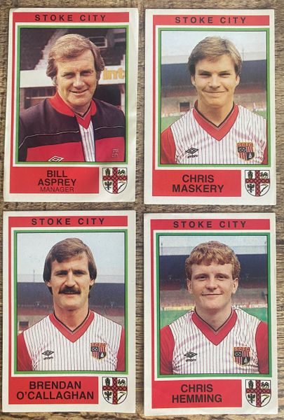 4x 1985 ORIGINAL UNUSED PANINI FOOTBALL 85 STICKERS STOKE CITY PLAYERS