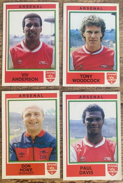 4x 1985 ORIGINAL UNUSED PANINI FOOTBALL 85 STICKERS ARSENAL PLAYERS