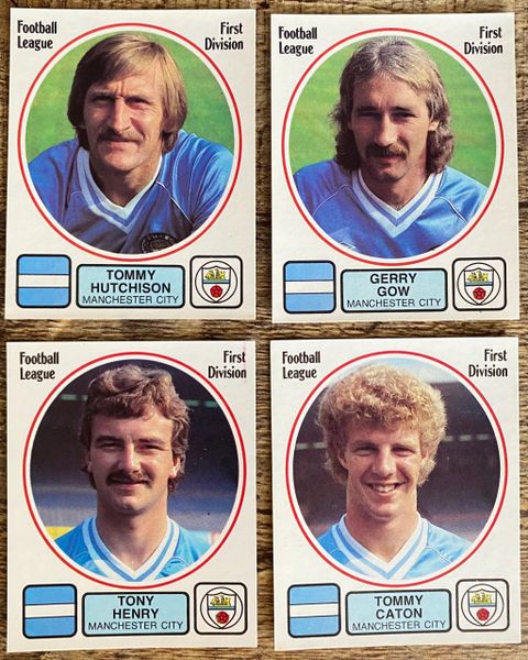 4X 1982 ORIGINAL UNUSED PANINI FOOTBALL 82 STICKERS MANCHESTER CITY PLAYERS