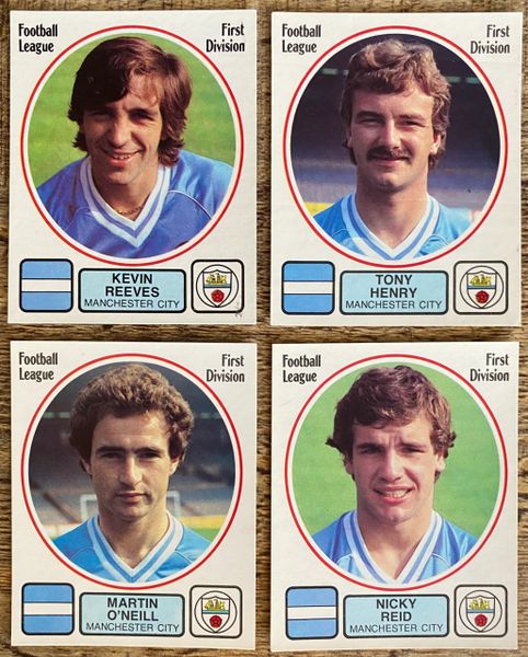 4X 1982 ORIGINAL UNUSED PANINI FOOTBALL 82 STICKERS MANCHESTER CITY PLAYERS