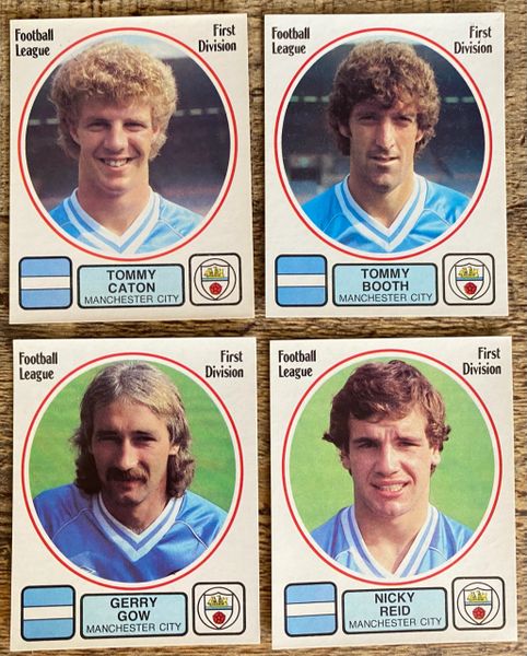 4X 1982 ORIGINAL UNUSED PANINI FOOTBALL 82 STICKERS MANCHESTER CITY PLAYERS