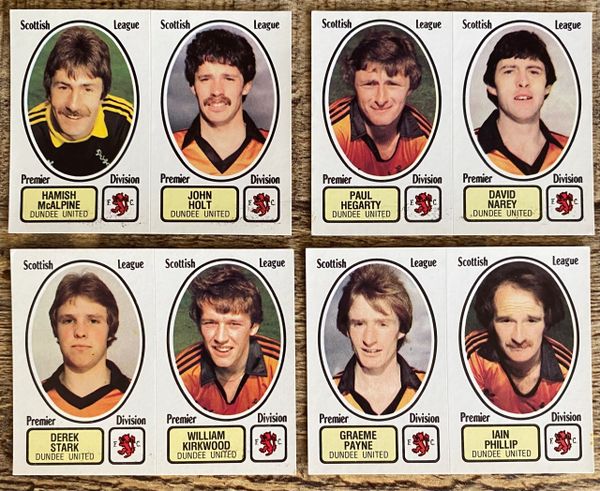 4X 1982 ORIGINAL UNUSED PANINI FOOTBALL 82 STICKERS DUNDEE UNITED PLAYERS