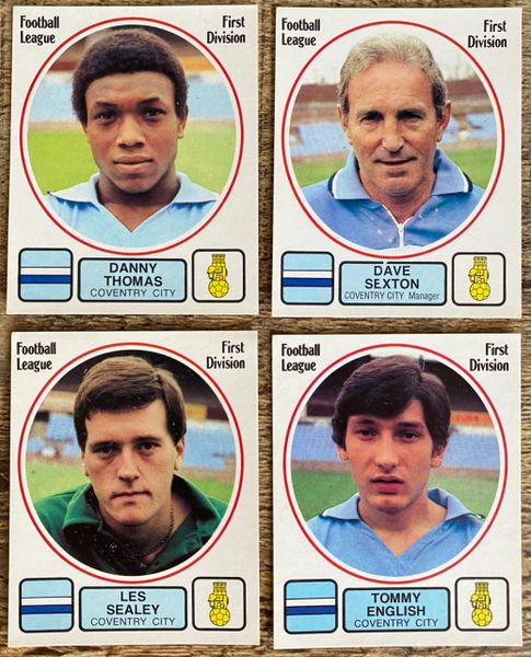 4X 1982 ORIGINAL UNUSED PANINI FOOTBALL 82 STICKERS COVENTRY CITY PLAYERS