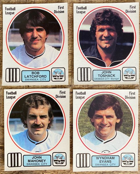 4X 1982 ORIGINAL UNUSED PANINI FOOTBALL 82 STICKERS SWANSEA CITY PLAYERS