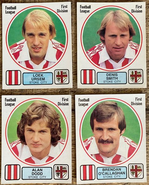 4X 1982 ORIGINAL UNUSED PANINI FOOTBALL 82 STICKERS STOKE CITY PLAYERS