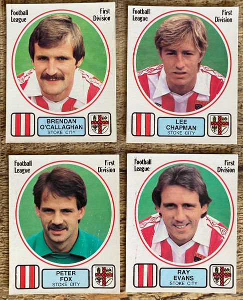 4X 1982 ORIGINAL UNUSED PANINI FOOTBALL 82 STICKERS STOKE CITY PLAYERS