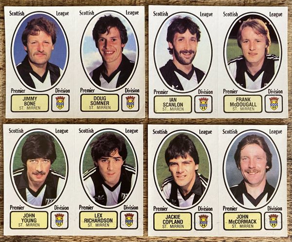 4X 1982 ORIGINAL UNUSED PANINI FOOTBALL 82 STICKERS ST MIRREN PLAYERS