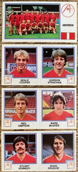 4x 1983 ORIGINAL UNUSED PANINI FOOTBALL 83 STICKERS ABERDEEN PLAYERS