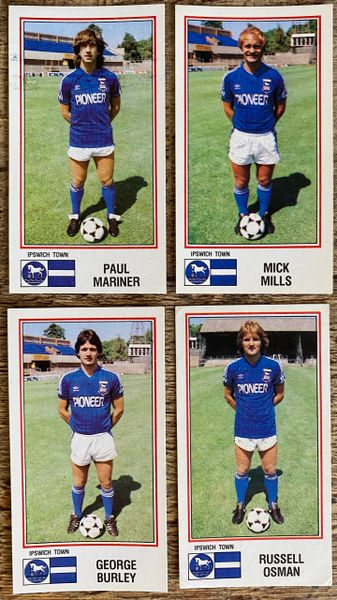 4x 1983 ORIGINAL UNUSED PANINI FOOTBALL 83 STICKERS IPSWICH TOWN PLAYERS