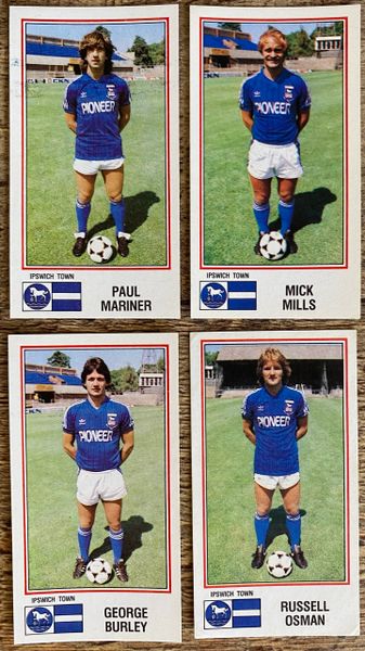 4x 1983 ORIGINAL UNUSED PANINI FOOTBALL 83 STICKERS IPSWICH TOWN PLAYERS