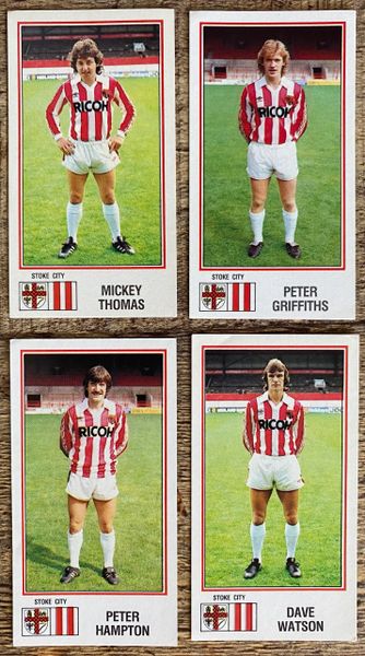 4x 1983 ORIGINAL UNUSED PANINI FOOTBALL 83 STICKERS STOKE CITY PLAYERS