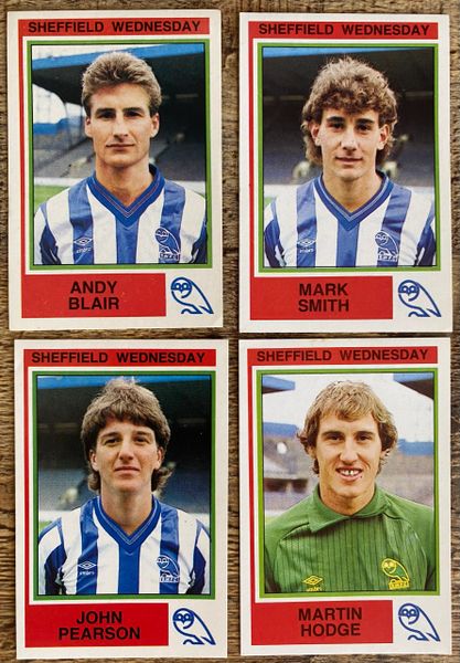 4x 1985 ORIGINAL UNUSED PANINI FOOTBALL 85 STICKERS SHEFFIELD WEDNESDAY PLAYERS