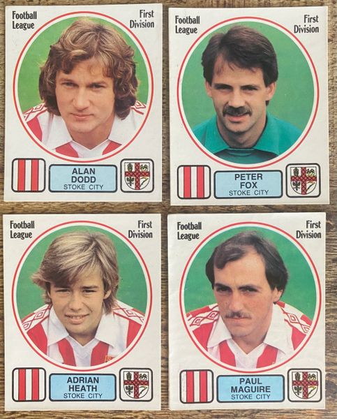 4X 1982 ORIGINAL UNUSED PANINI FOOTBALL 82 STICKERS STOKE CITY PLAYERS