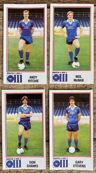 4x 1983 ORIGINAL UNUSED PANINI FOOTBALL 83 STICKERS BRIGHTON AND HOVE ALBION PLAYERS