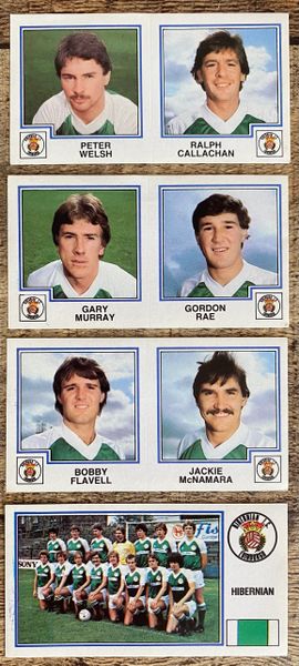 4x 1983 ORIGINAL UNUSED PANINI FOOTBALL 83 STICKERS HIBERNIAN PLAYERS