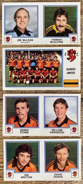 4x 1983 ORIGINAL UNUSED PANINI FOOTBALL 83 STICKERS DUNDEE UNITED PLAYERS