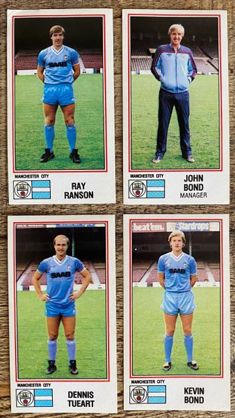 4x 1983 ORIGINAL UNUSED PANINI FOOTBALL 83 STICKERS MANCHESTER CITY PLAYERS