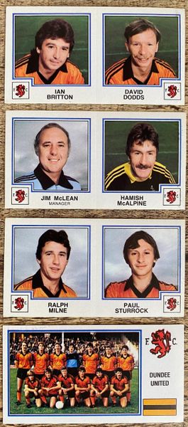 4x 1983 ORIGINAL UNUSED PANINI FOOTBALL 83 STICKERS DUNDEE UNITED PLAYERS