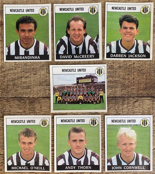 7X 1989 ORIGINAL UNUSED PANINI FOOTBALL 89 STICKERS NEWCASTLE UNITED