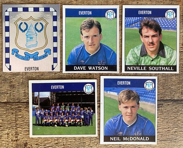 5X 1989 ORIGINAL UNUSED PANINI FOOTBALL 89 STICKERS EVERTON