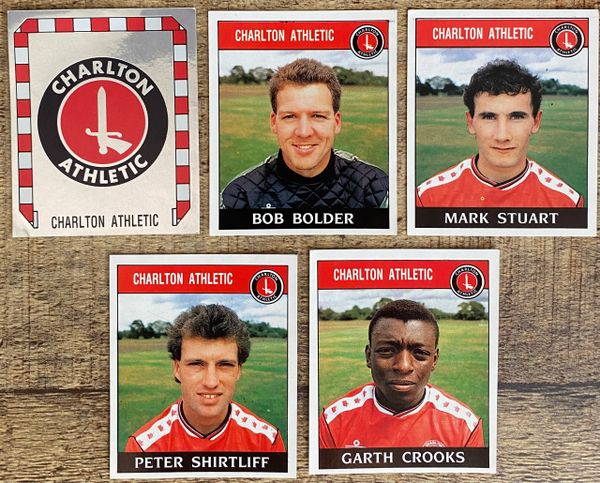 5X 1989 ORIGINAL UNUSED PANINI FOOTBALL 89 STICKERS CHARLTON ATHLETIC