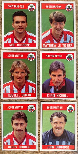 6X 1990 ORIGINAL UNUSED PANINI FOOTBALL 90 STICKERS SOUTHAMPTON