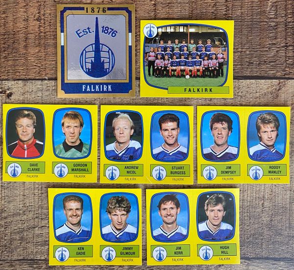 7X 1988 ORIGINAL UNUSED PANINI FOOTBALL 88 STICKERS FALKIRK