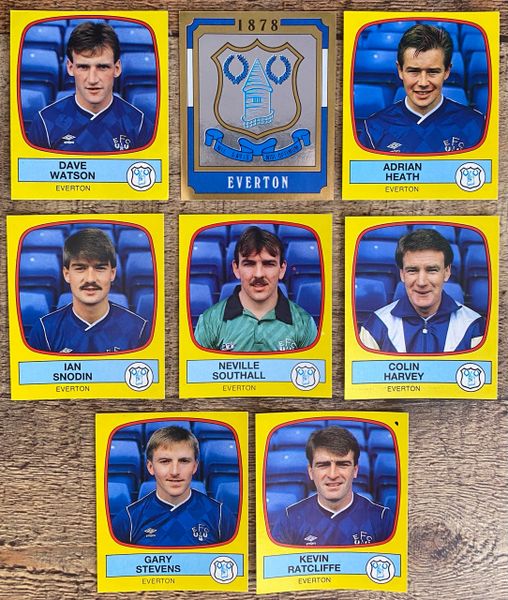 8X 1988 ORIGINAL UNUSED PANINI FOOTBALL 88 STICKERS EVERTON